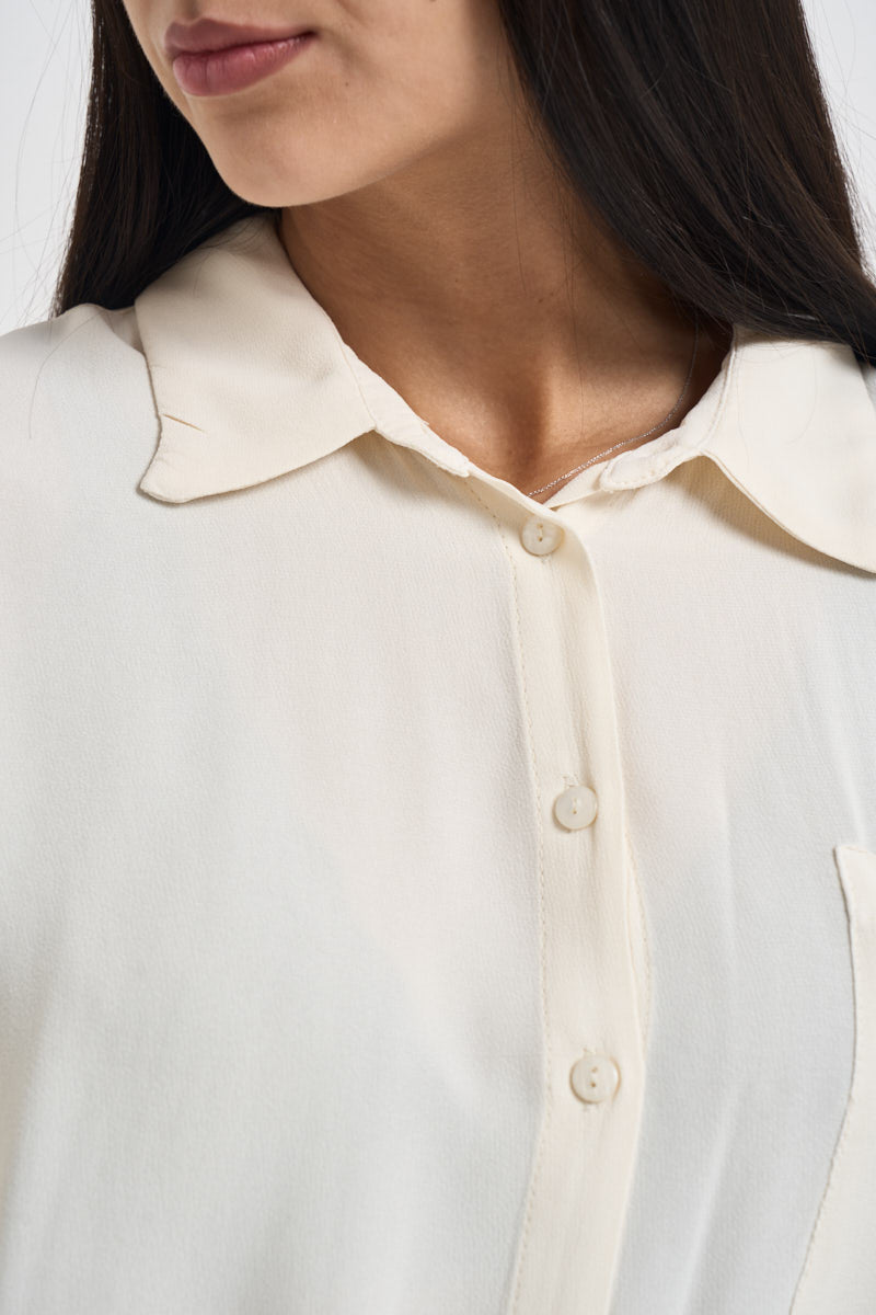 Camicia donna cropped bianco latte H484C BURRO VITTO 