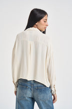 Camicia donna cropped bianco latte H484C BURRO VITTO 