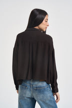 Camicia donna cropped marrone cioccolato H484C MOKA VITTO 