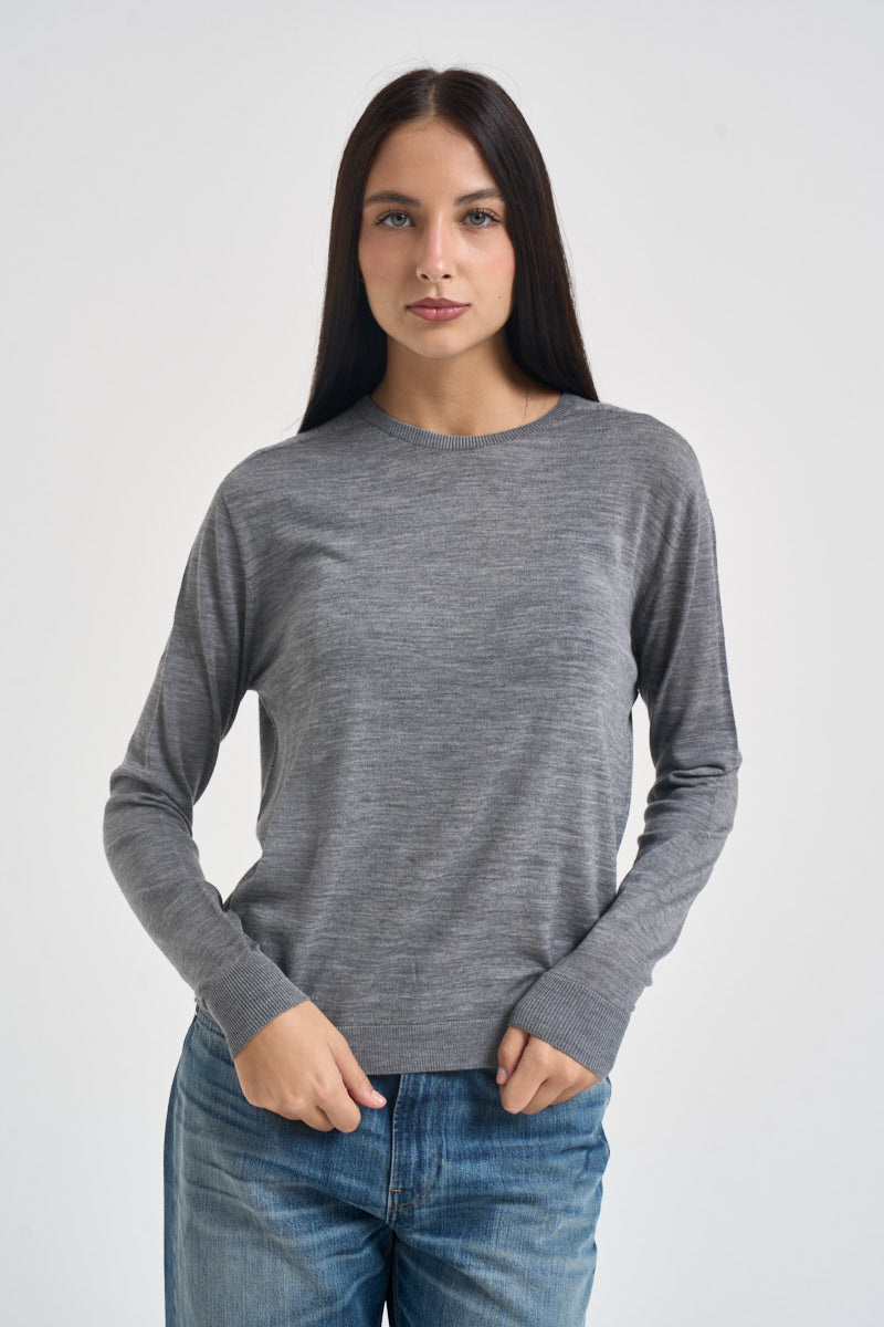 Maglia donna girocollo grigio scuro MLN04 GRIGIO VITTO 