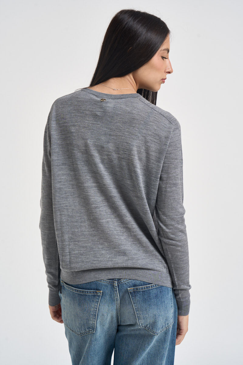 Maglia donna girocollo grigio scuro MLN04 GRIGIO VITTO 