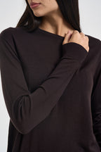 Maglia donna girocollo marrone scuro MLN04 MARRONE VITTO 