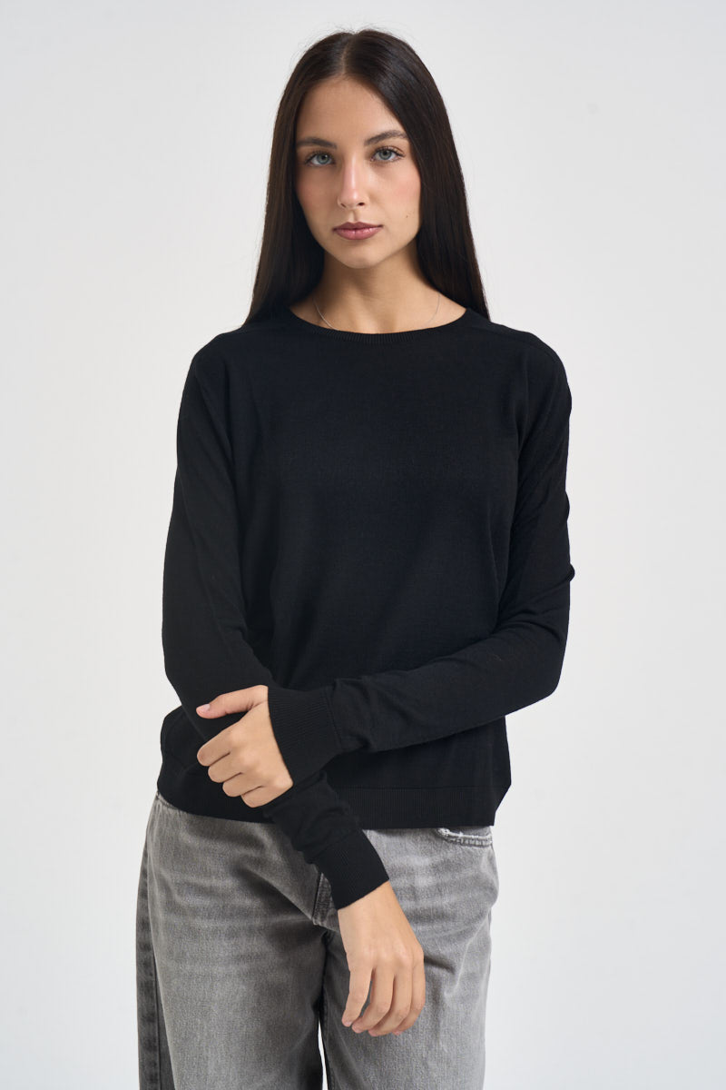 Maglia donna girocollo nera MLN04 NERO VITTO 