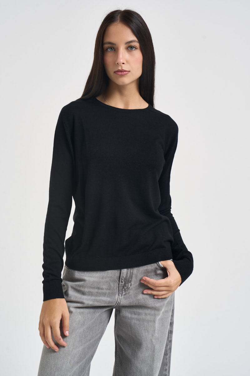 Maglia donna girocollo nera MLN04 NERO VITTO 