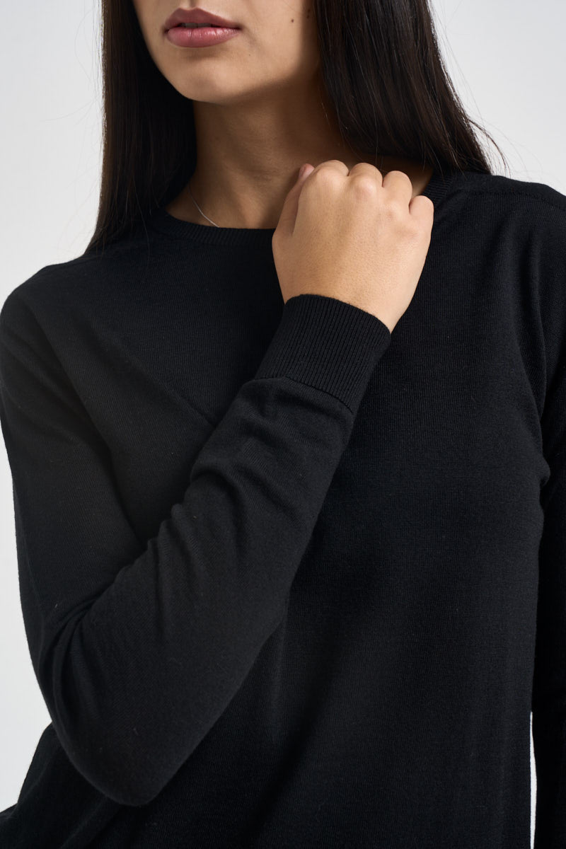 Maglia donna girocollo nera MLN04 NERO VITTO 