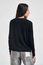 Maglia donna girocollo nera MLN04 NERO VITTO 
