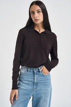 Maglia donna polo fondente MLN23 MARRONE VITTO 