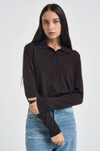 Maglia donna polo fondente MLN23 MARRONE VITTO 