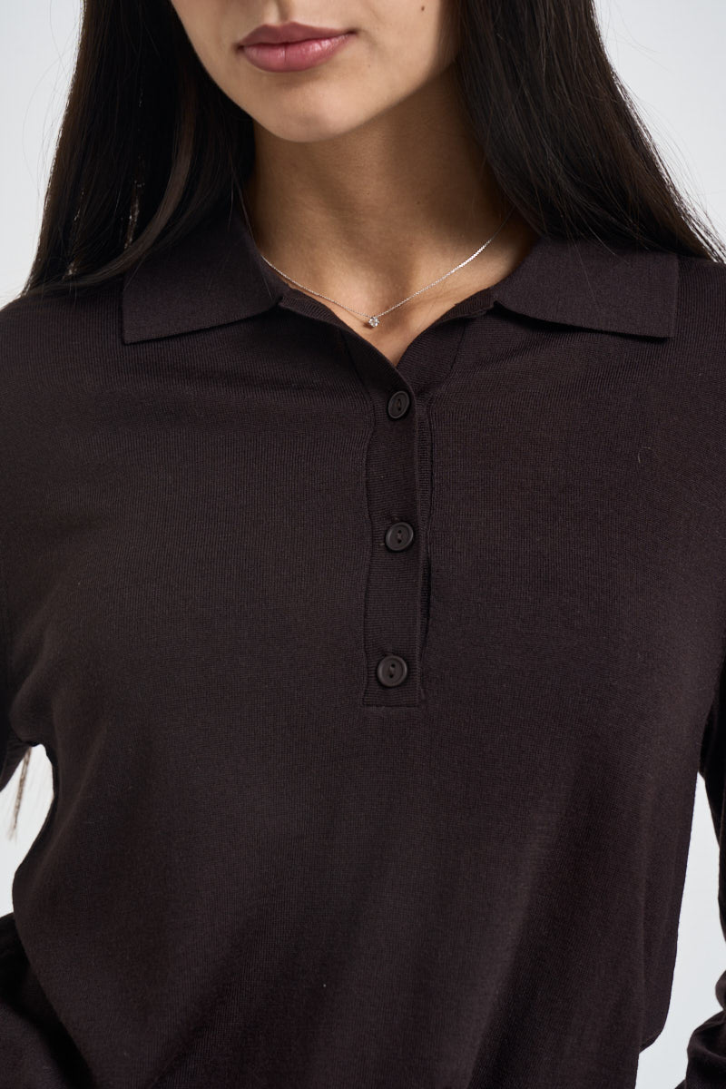 Maglia donna polo fondente MLN23 MARRONE VITTO 
