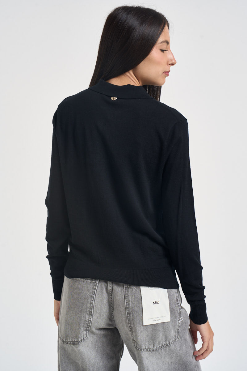 Maglia donna polo nera MLN23 NERO VITTO 