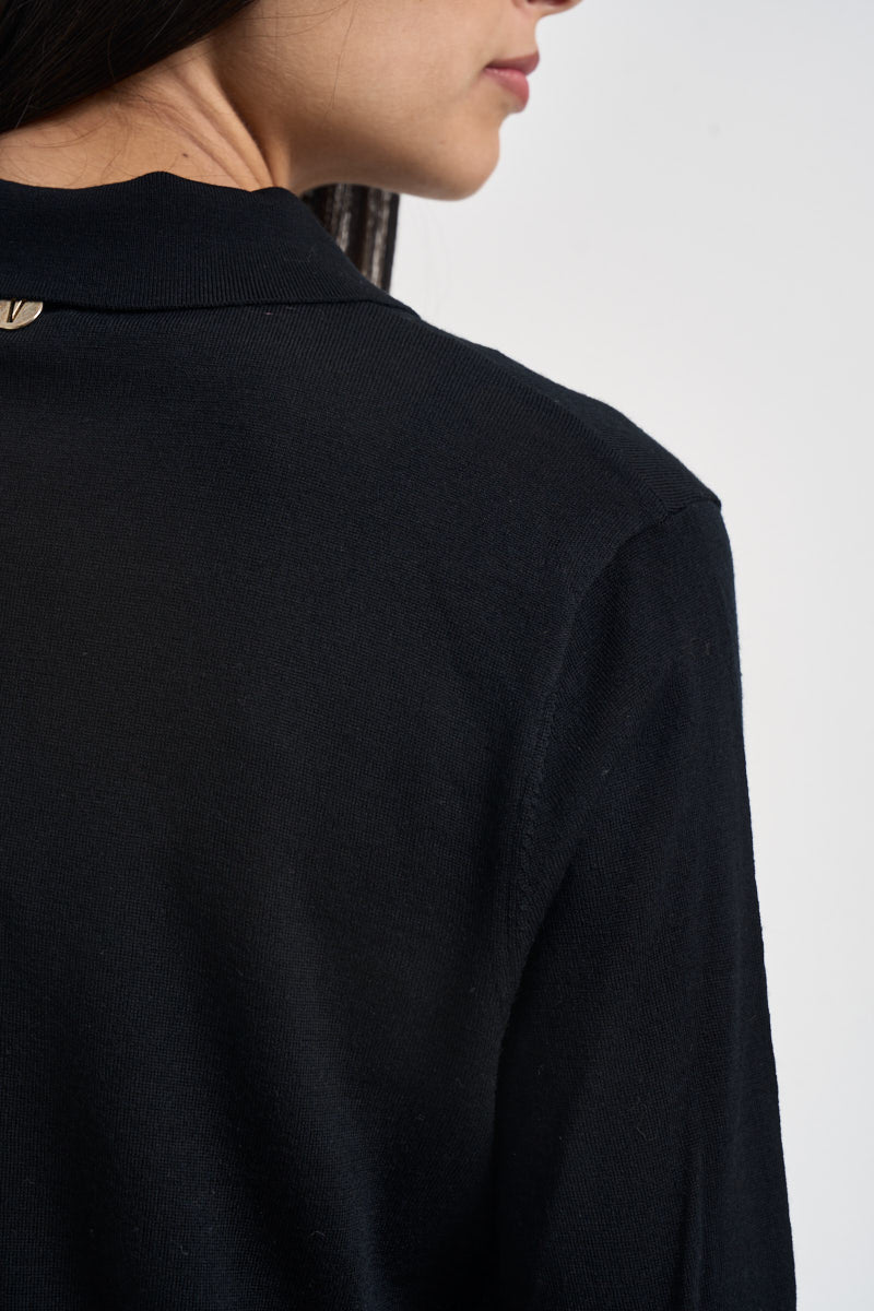 Maglia donna polo nera MLN23 NERO VITTO 