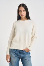Maglia donna girocollo in lana panna WL7015 PANNA VITTO 