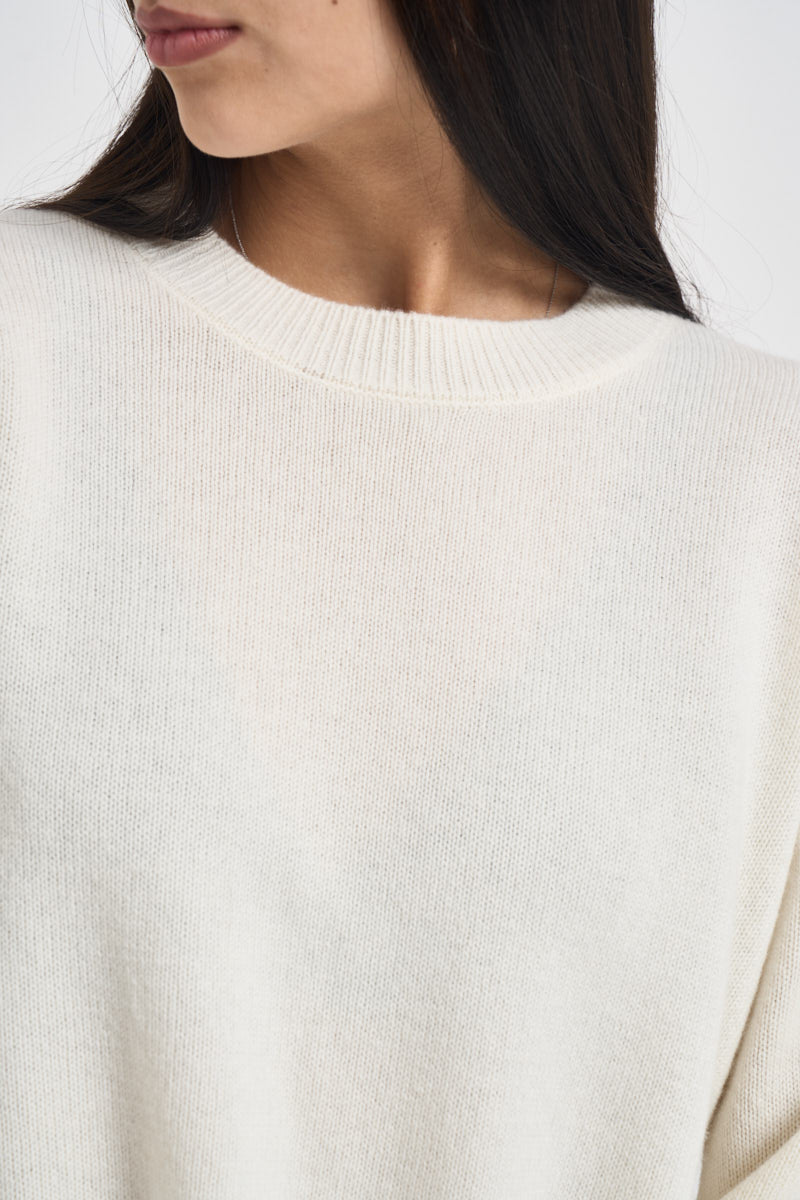 Maglia donna girocollo in lana panna WL7015 PANNA VITTO 