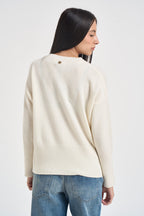 Maglia donna girocollo in lana panna WL7015 PANNA VITTO 