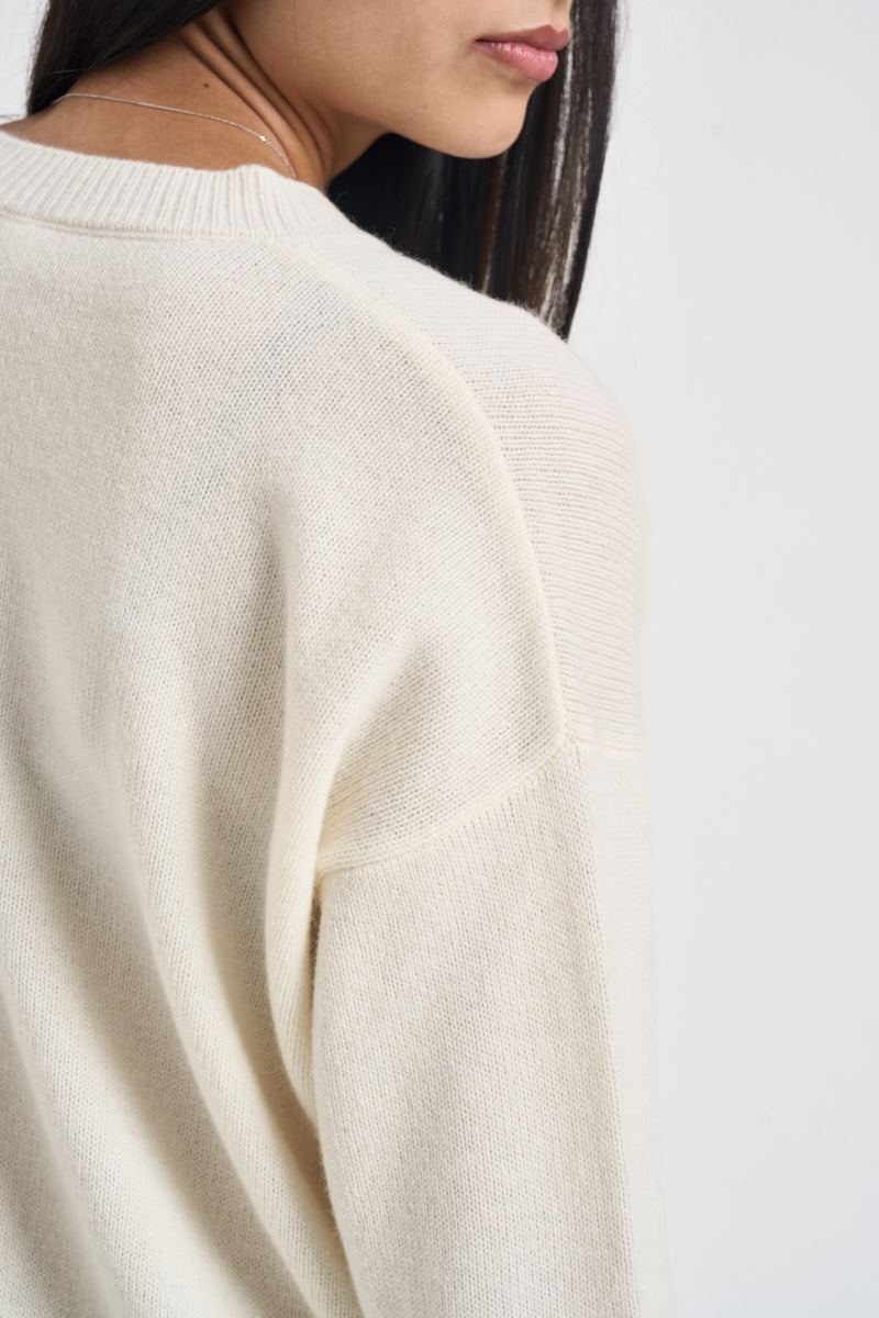 Maglia donna girocollo in lana panna WL7015 PANNA VITTO 