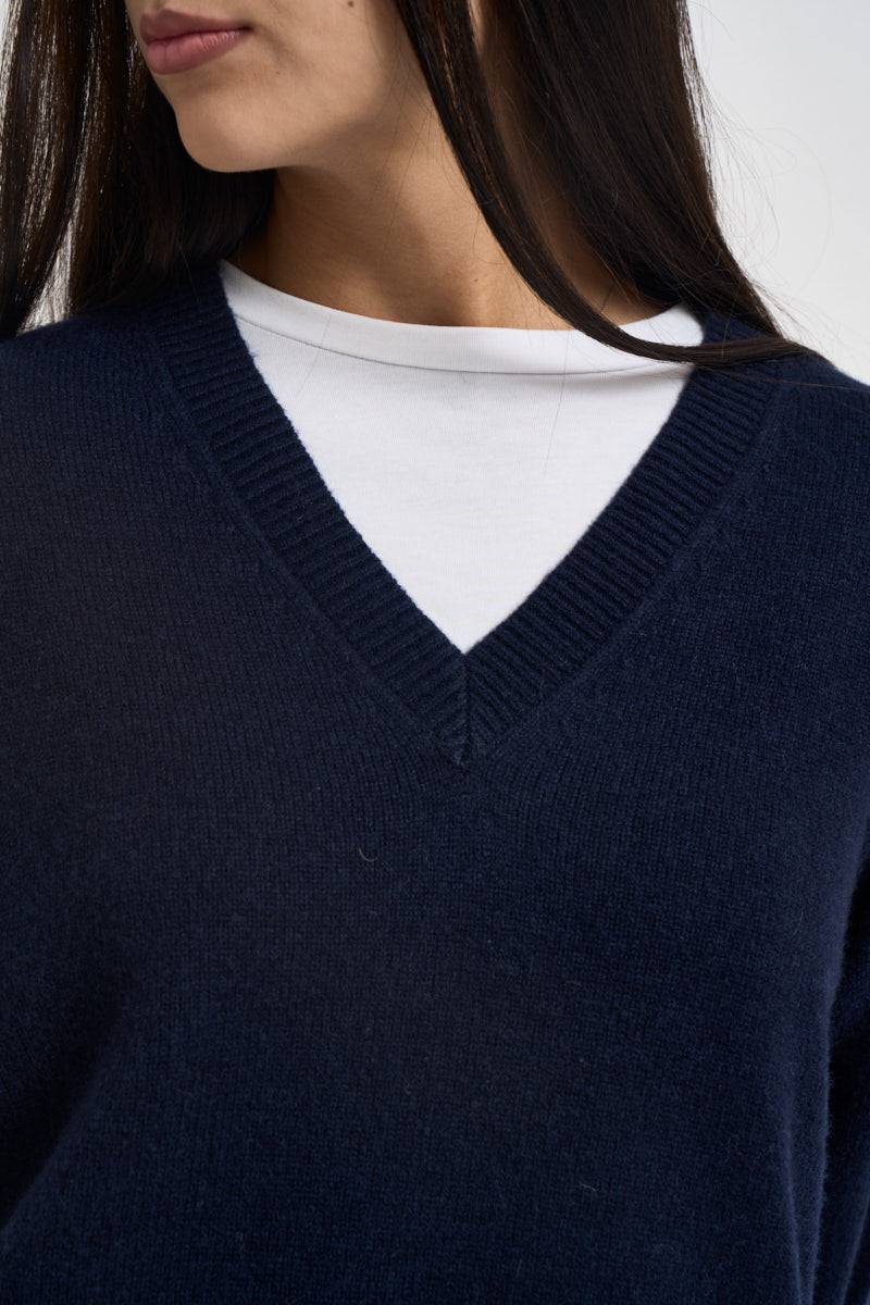 Maglia donna con scollo a V blu navy WL7288 BLU VITTO 