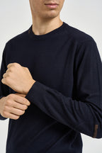 Maglia uomo con toppa ricamata blu navy 6104226 205 VITTORIO FERRIERI 
