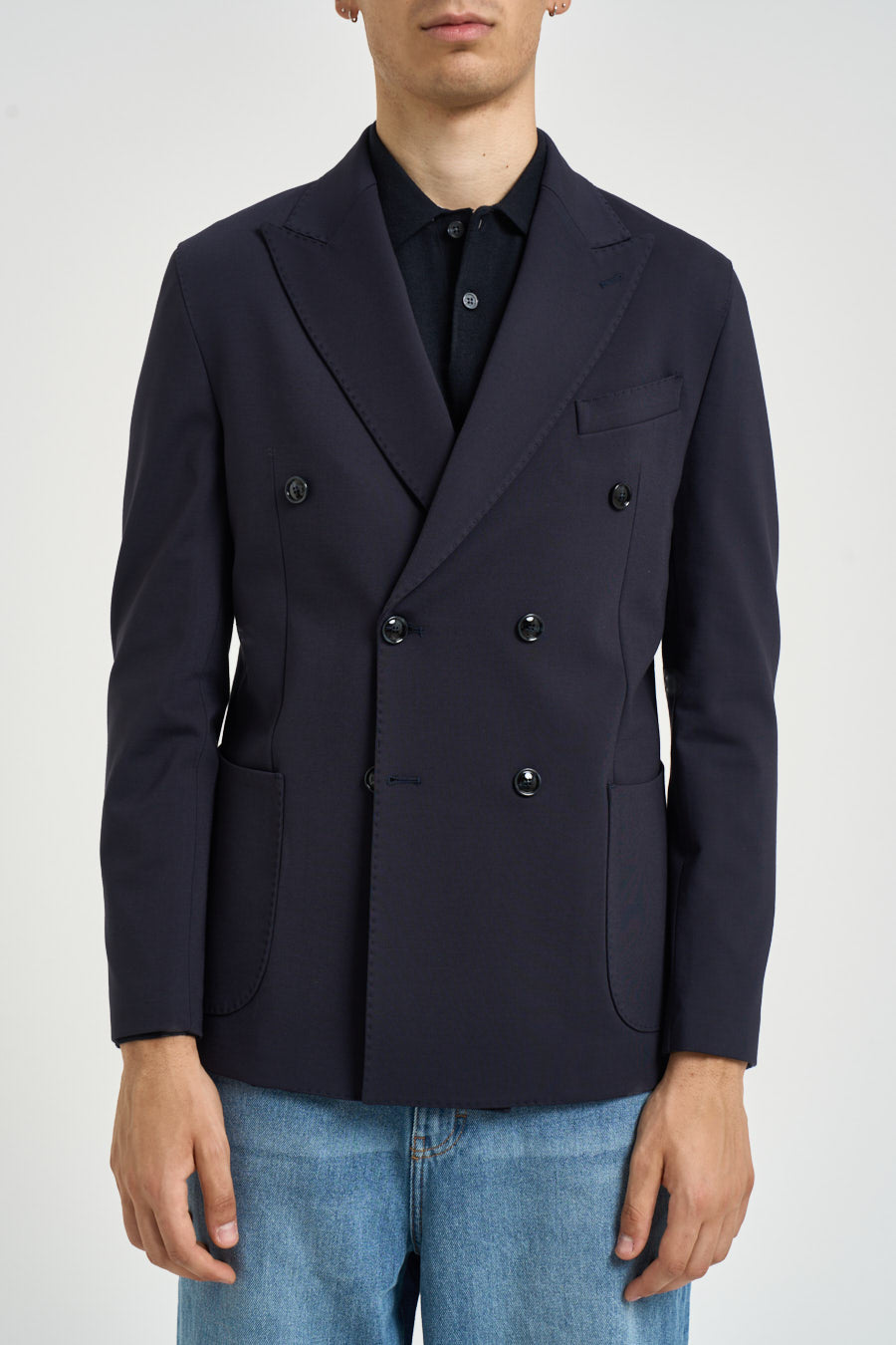 Giacca uomo doppiopetto blu navy MILANO GKS117BLU VITTORIO FERRIERI 