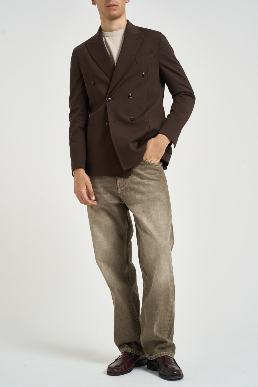 Giacca uomo doppiopetto marrone MILANO GKS117MORO VITTORIO FERRIERI 