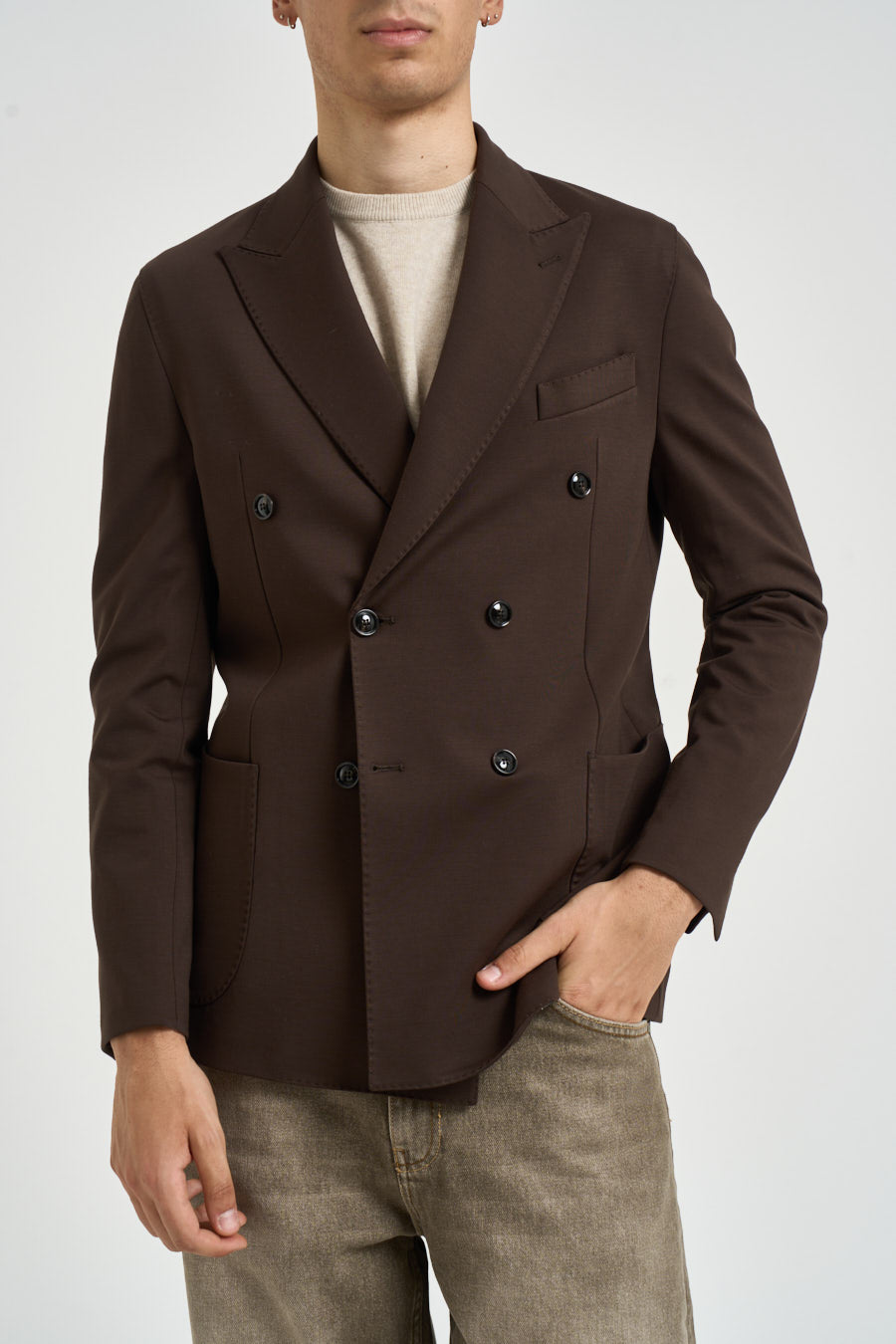 Giacca uomo doppiopetto marrone MILANO GKS117MORO VITTORIO FERRIERI 