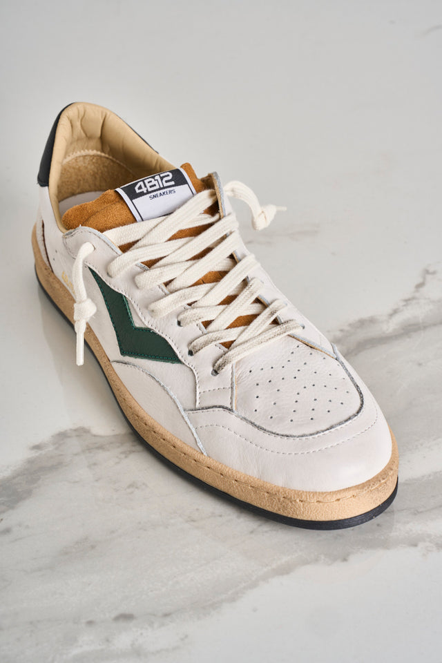 4B12 men's sneakers in white leather