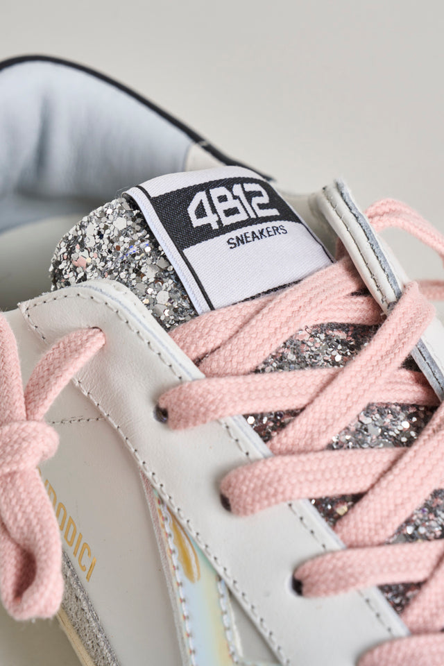 4B12 women's sneakers in leather and glitter