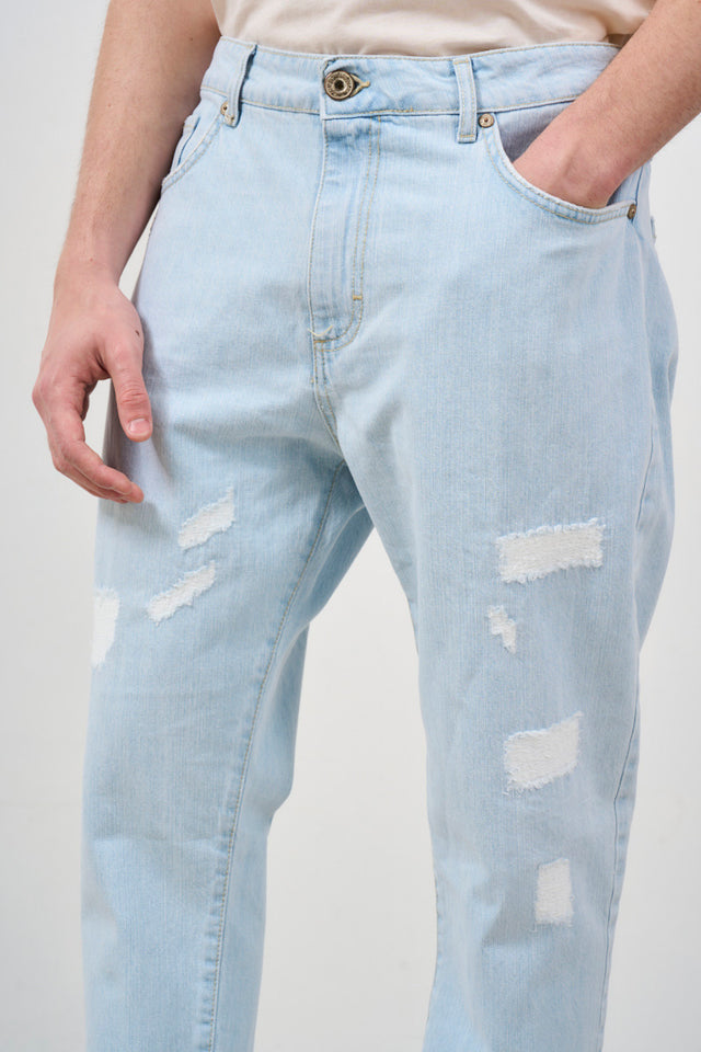 Jeans uomo cropped lavaggio chiaro