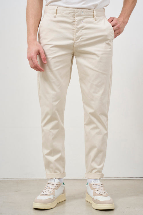 Pantalone uomo cropped con pinces panna - 1