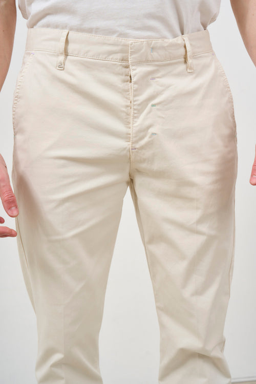 Pantalone uomo cropped con pinces panna - 2