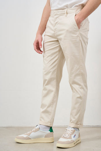 Pantalone uomo cropped con pinces panna - 3