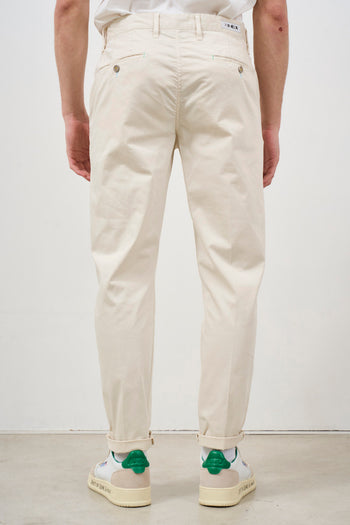 Pantalone uomo cropped con pinces panna - 4