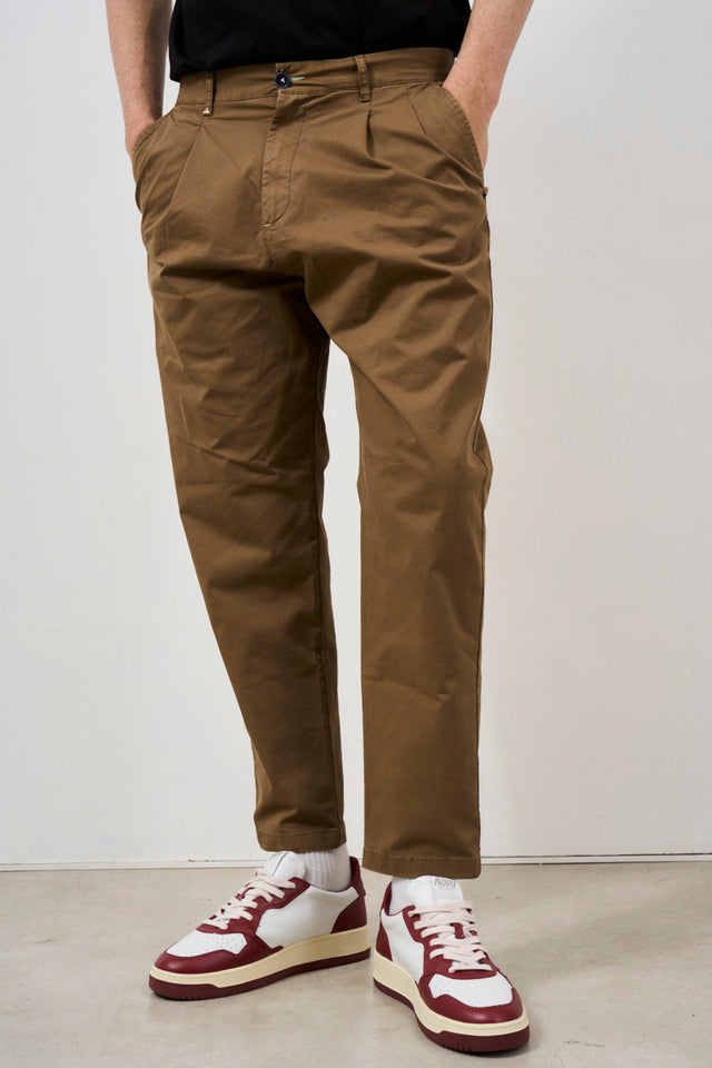 Pantalone uomo doppia pinces marrone