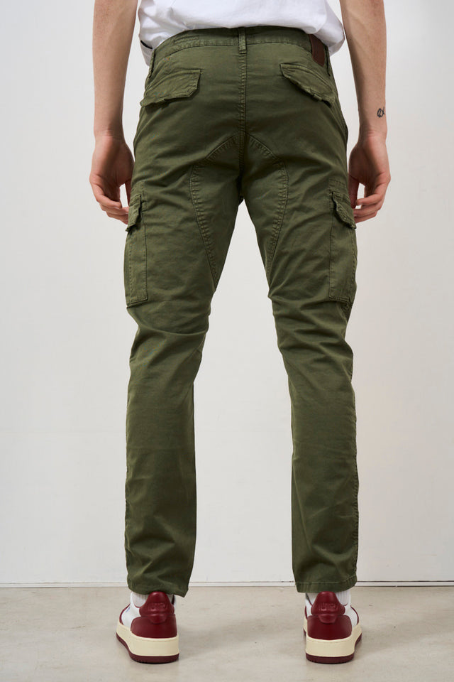 Pantalone uomo cargo verde militare comfy fit