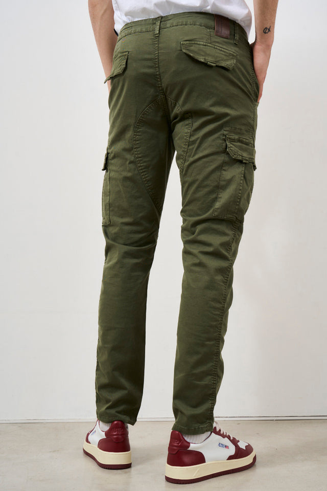 Pantalone uomo cargo verde militare comfy fit
