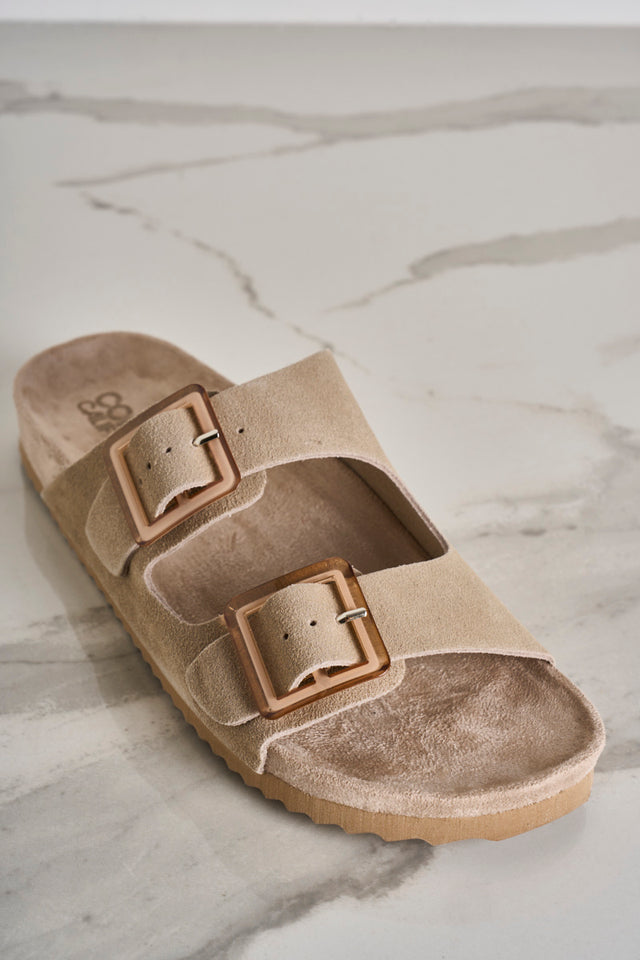 Women's sandal in dove gray suede