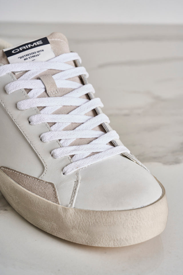 DISTRESSED white and leather men's sneakers