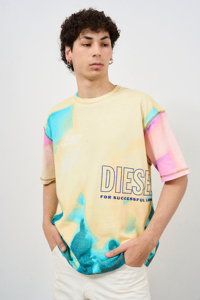 T-shirt uomo con stampa pastello sfumata T-wash
