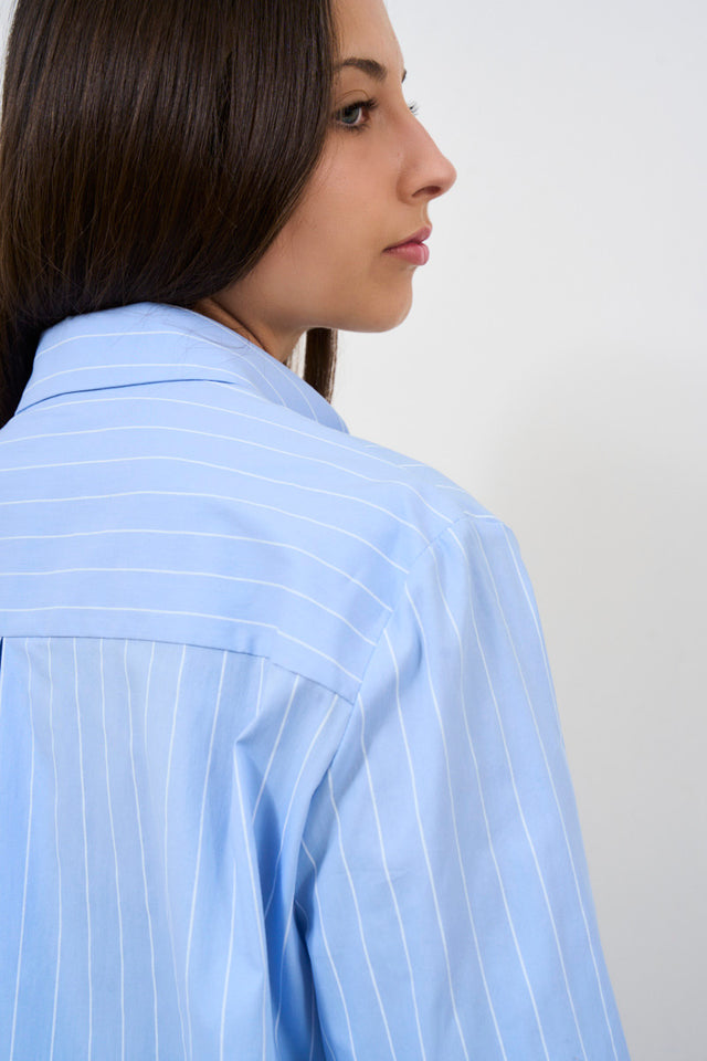 Women's striped poplin shirt