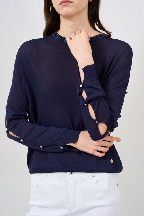 Women's pullover with cut out detail on the sleeves