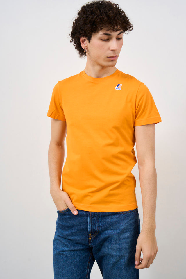 T-shirt uomo arancione con logo colorato