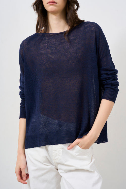 KONTATTO Crew-neck sweater in linen blend