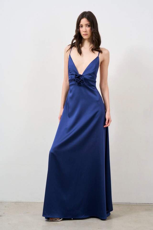 Royal blue silk effect dress