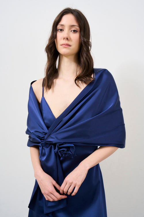 Royal blue silk effect stole