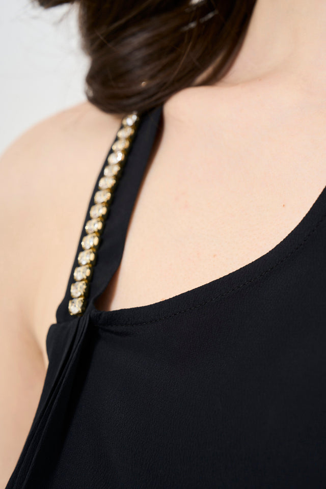 LIU JO Women's one-shoulder blouse with rhinestones