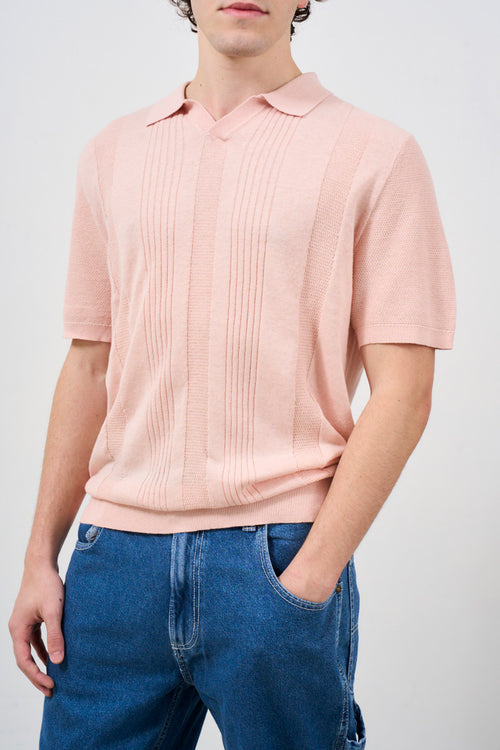 Polo uomo rosa in maglia