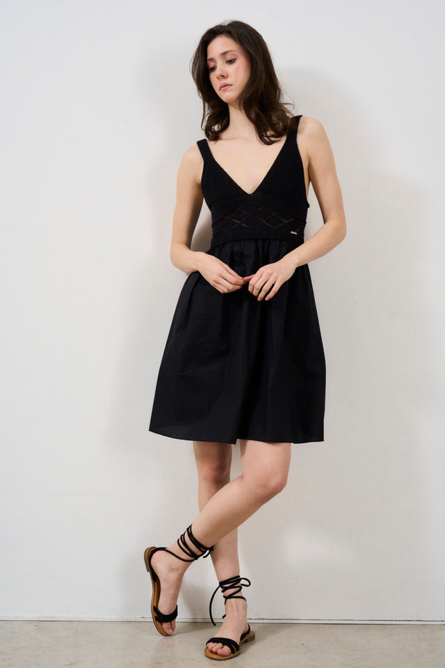 Women's knitted and poplin dress<br><br>