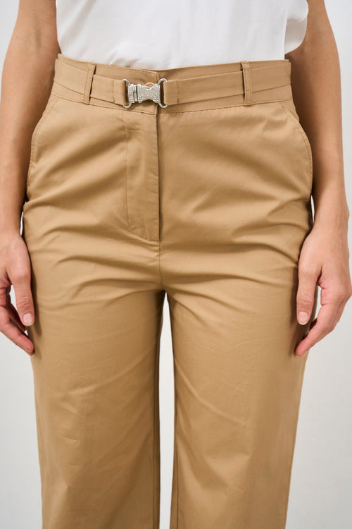 Pantalone donna con cintura gioiello beige - 2