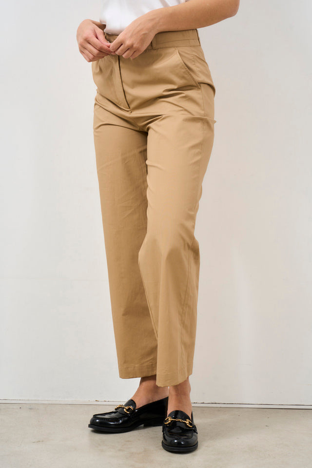 Women's trousers with beige jewel belt
