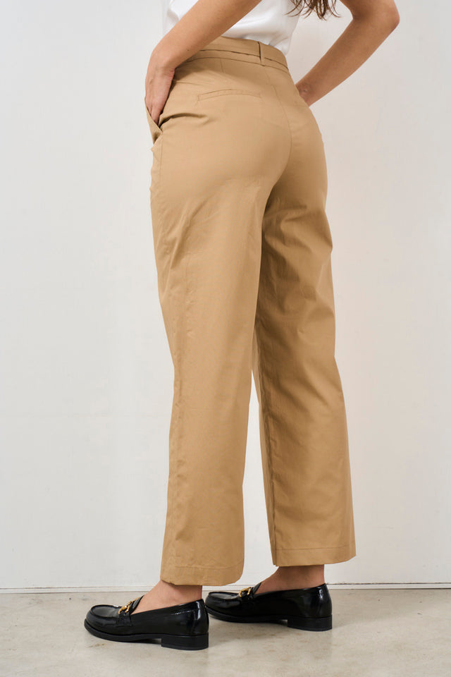 Pantalone donna con cintura gioiello beige