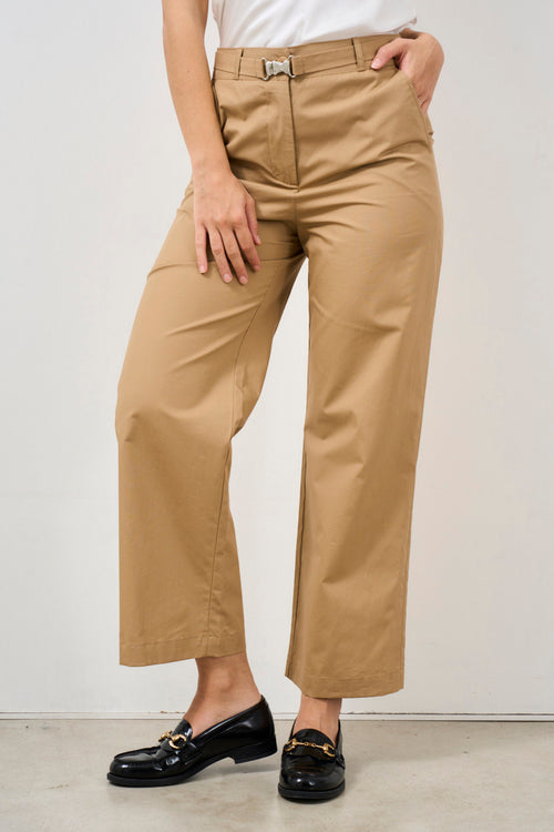 Pantalone donna con cintura gioiello beige - 1